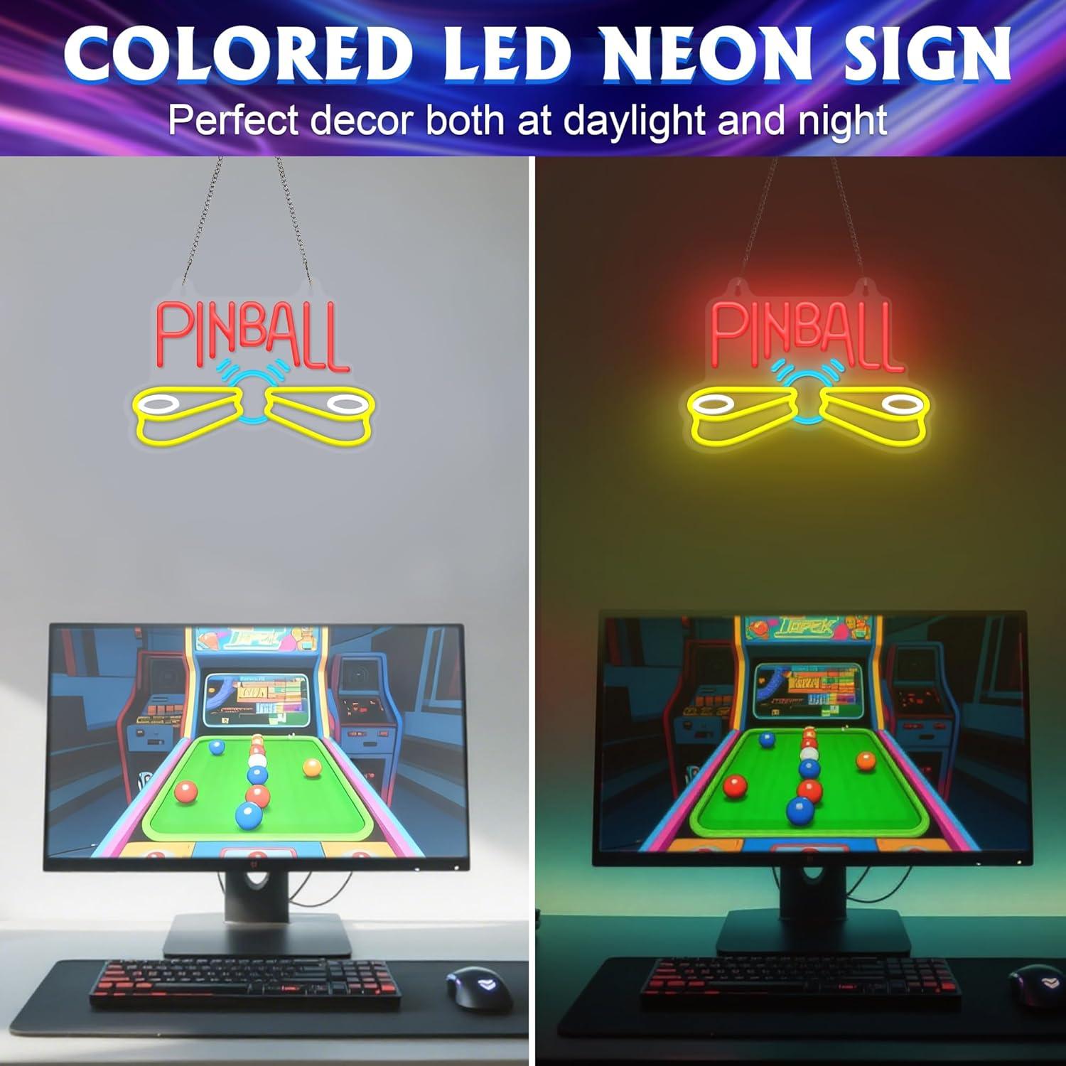 Pinball Neon Sign Arcade USB P - Arcade Games & Vending Llc Photos 评论和价格